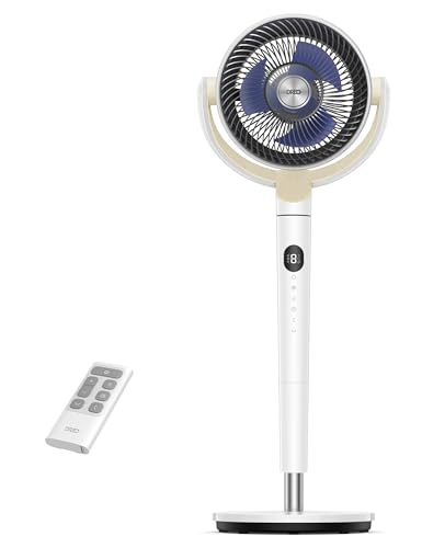 Dreo Standing Fan, 120°+120°Omni-directional Oscillating Fan For Bedroom, 80 ft Circulator With Remote, DC Motor Quiet Pedestal Fans, Adjustable Height, 8 Speeds, 3 Modes, 8H Timer, Home, PolyFan 502