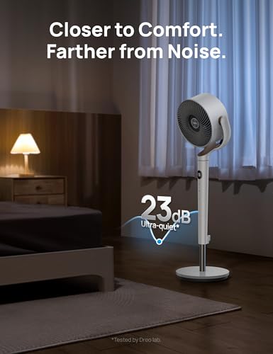 Dreo Standing Fan, 120°+120°Omni-directional Oscillating Fan For Bedroom, 80 ft Circulator With Remote, DC Motor Quiet Pedestal Fans, Adjustable Height, 8 Speeds, 3 Modes, 8H Timer, Home, PolyFan 502