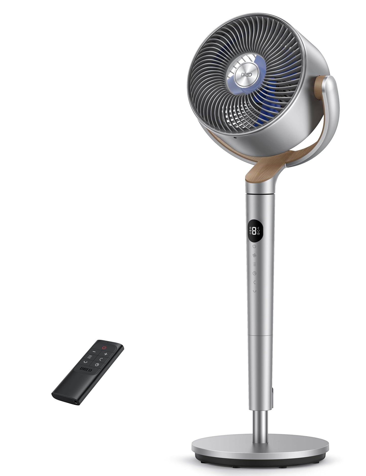 Dreo Standing Fan, 120°+120°Omni-directional Oscillating Fan For Bedroom, 80 ft Circulator With Remote, DC Motor Quiet Pedestal Fans, Adjustable Height, 8 Speeds, 3 Modes, 8H Timer, Home, PolyFan 502